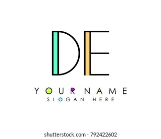 D & E initial minimalist logo template vector