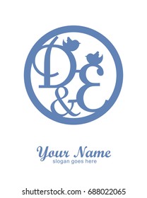 D E initial wedding decorative logo template