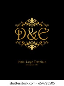 D & E initial wedding logo template vector