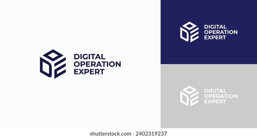 D E-O-Buchstaben-Logo-Design in Hexagon-Form