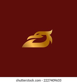 D Eagle Logo With Gold Color. Eagle Icon