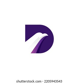 D Eagle Logo With Purple Color, Eagle Mascot Modern Design