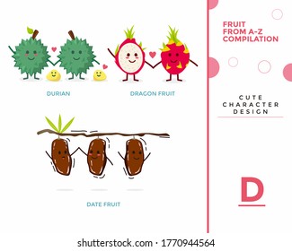 D Edition Fruit fun Compilation aus A-Z (Maskottcharakter) Design, Vektorgrafik