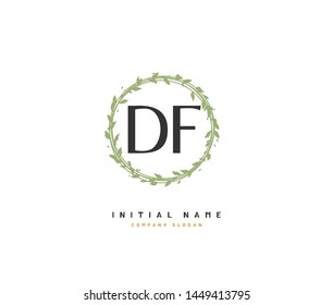 D F DF Beauty vector initial logo, handwriting logo of initial signature, wedding, fashion, jewerly, boutique, floral and botanical with creative template for any company or business.