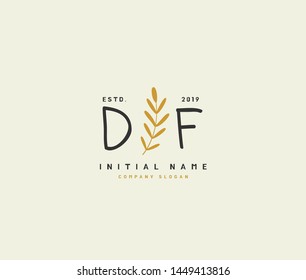 D F DF Beauty vector initial logo, handwriting logo of initial signature, wedding, fashion, jewerly, boutique, floral and botanical with creative template for any company or business.