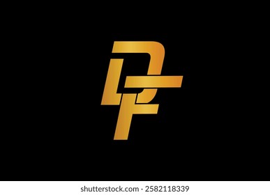 D, F, DF OR FD Creative logo design vector in royal gold color