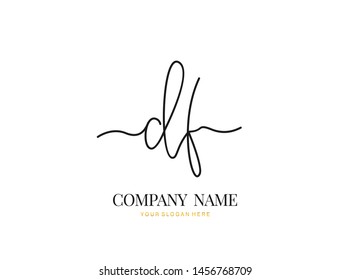 D F DF Initial handwriting logo design with circle. Beautiful design handwritten logo for fashion, team, wedding, luxury logo.