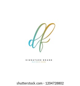 D F DF Initial letter handwriting and  signature logo concept design