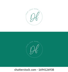 D F DF Initial letter handwriting and signature logo.	