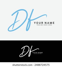 D, F, DF Initial letter logo. Alphabet DF Handwritten Signature logo