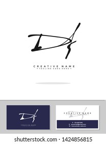 D F DF initial logo signature vector. Handwriting concept logo.