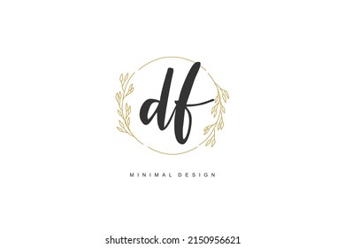 D F DF logo, Initial lettering handwriting or handwritten for identity. Logo with signature and hand drawn style.
