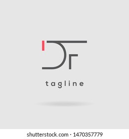 D & F double letter logo design vector template