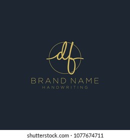 D F Initial handwriting logo template