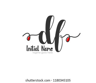 D F Initial handwriting logo vector template