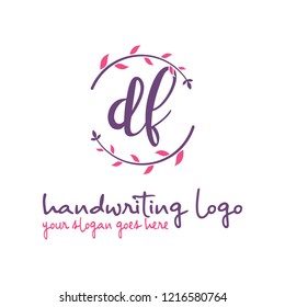 D F Initial handwriting logo vector