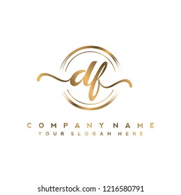 D F Initial handwriting logo vector