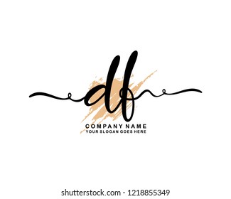 D F Initial Handwriting Logo Template