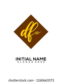 D F Initial Handwriting Logo Template Vector