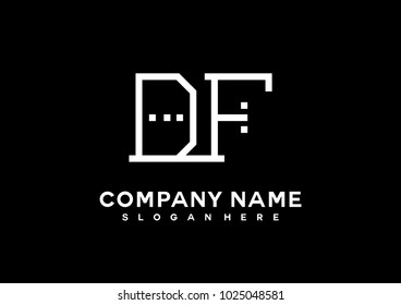D F initial logo template vector