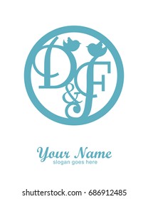 D F initial wedding decorative logo template