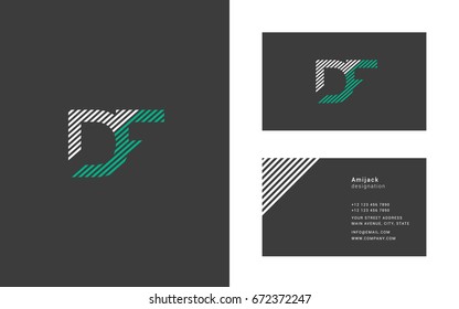 D F joint logo lined letter with business card template