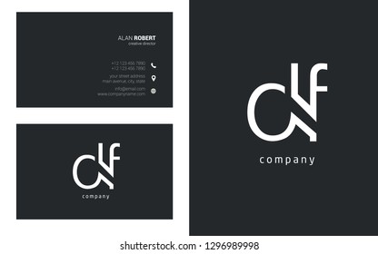 D & F line logo joint letter design with business card template