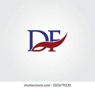 D and F Swoosh Initial Logo Vector