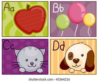 A - D Flash Card Design - Vector