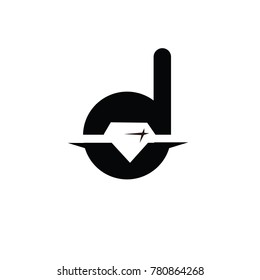 d font diamond logo flat vector template