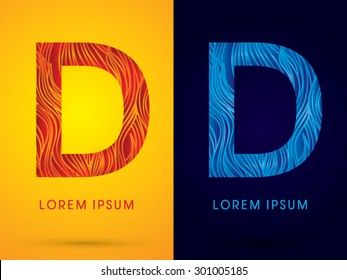 D ,Font ,Text, designed using line fire and cool, graphic vector.