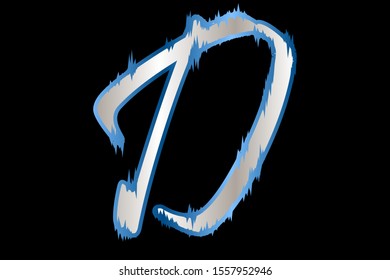D frozen letter with ice effect vector illustration. Styled ice type for winter decoration, Christmas greeting card, logo, label, company name or web page graphic design element. 