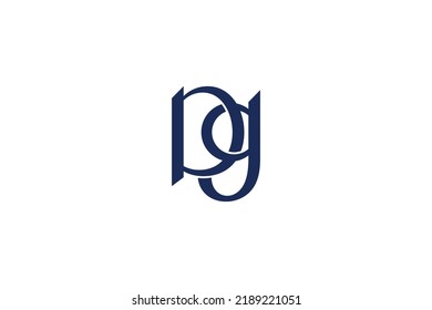 D, G, DG blue handwritten monogram logo vector