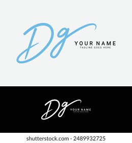 D, G, DG Initial letter logo. Alphabet DG Handwritten Signature logo
