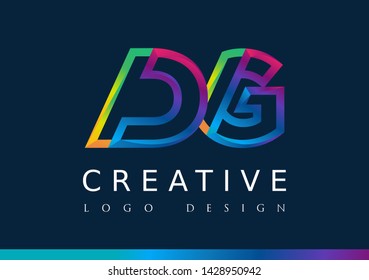 D G  Logo. DG Letter Design Vector with Magenta blue and green yellow color.