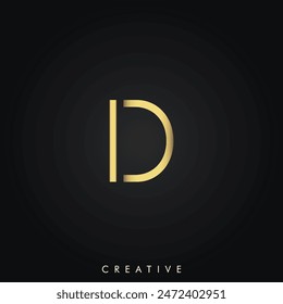 D Golden Latter Logo Design Minimal Latter Logo Golden Color Vector Illustration Creative Logo Minimal Latter Logo Illustration Vector Creative Monogram Design Premium Vector Premium Design