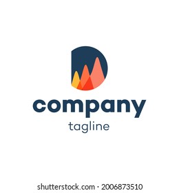D Graphic Growth Chart Mountain Logo