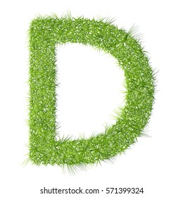D grass letter on a white background