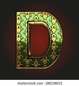 d green vector letter with gold