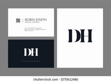 D H, D & H Alphabet joint logo icon with business card vector template.