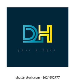 D & H, D H alphabet letters joint logo gradient abstract vector