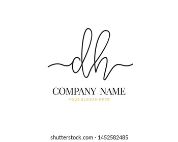 D H DH Beauty vector initial logo, handwriting logo of initial signature, wedding, fashion, jewerly, boutique, floral and botanical with creative template for any company or business.