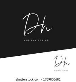 D H DH Initial handwriting or handwritten logo for identity. Logo with signature and hand drawn style.