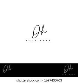  D H DH Anfangsbuchstaben Handschrift und Unterschrift Logo.	
