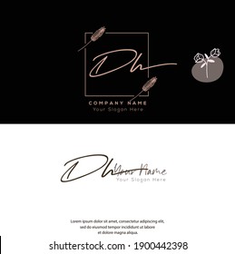 D H DH Initial letter handwriting and signature logo. Beauty vector initial logo .Fashion, boutique, floral and botanical