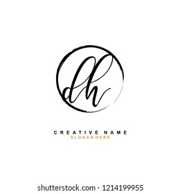 D H DH Initial logo template vector