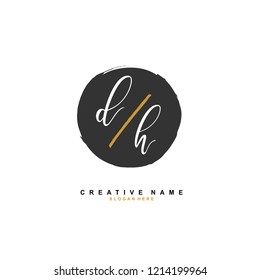D H DH Initial logo template vector