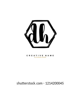 D H DH Initial logo template vector