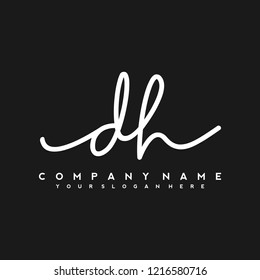 D H Initial handwriting logo vector