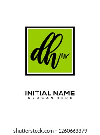 D H Initial Handwriting Logo Template Vector